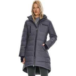 Women's Down Hooded Puffer Quilted Jacket Coat Dark Gray Winter Warm Outerwear